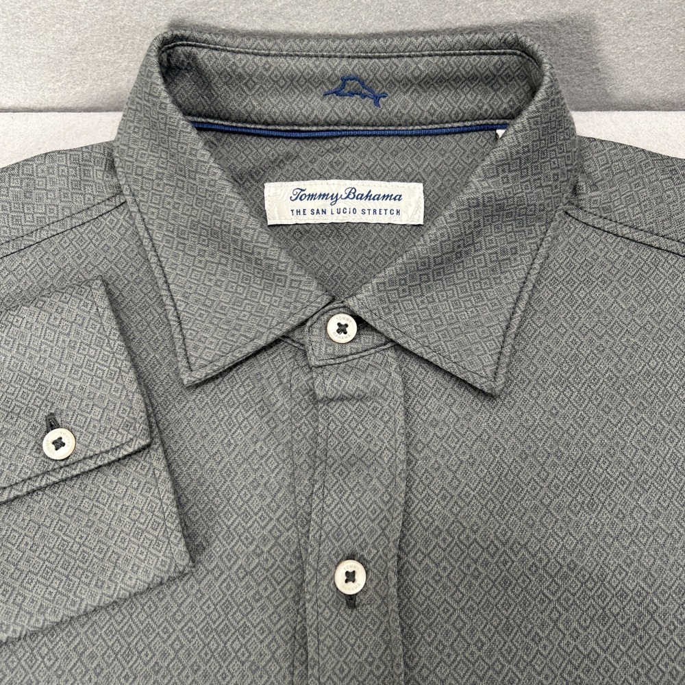 Tommy Bahama Shirt Men Medium Purple The San Lucio Stretch IslandZone Diamond